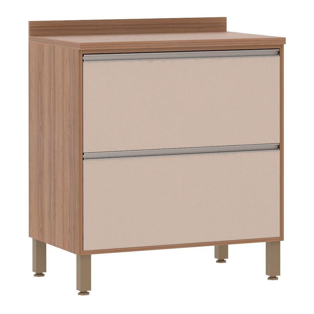 Balcão De Cozinha Com Tampo 80 Cm 2 Gavetões Lari Luciane Móveis Vanilla Com Connect - 1