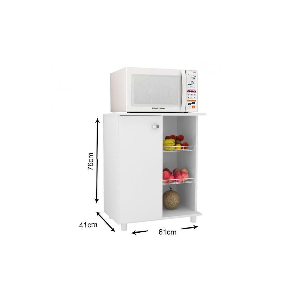 Balcão Multiuso Cozinha  Fruteira BF-3205 c/ 1 Porta e 2 Cestos Branco - Tecno Mobili - 3