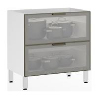 Balcão Sem Tampo 80cm Basculante Com Vidro Reflecta Prata Branco Com Reflecta Prata - 1