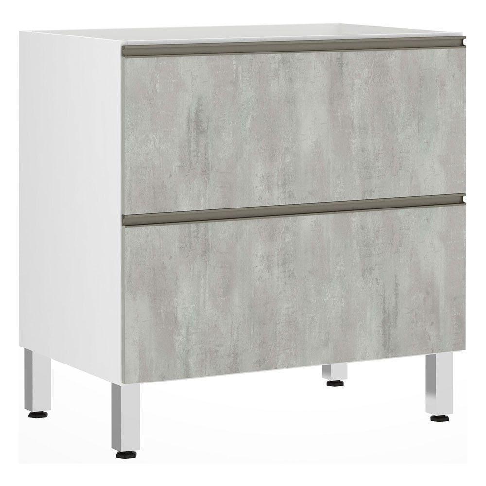 Balcão Sem Tampo 80cm Basculante Branco Com Concreto - 1