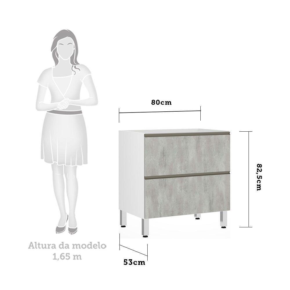 Balcão Sem Tampo 80cm Basculante Branco Com Concreto - 2