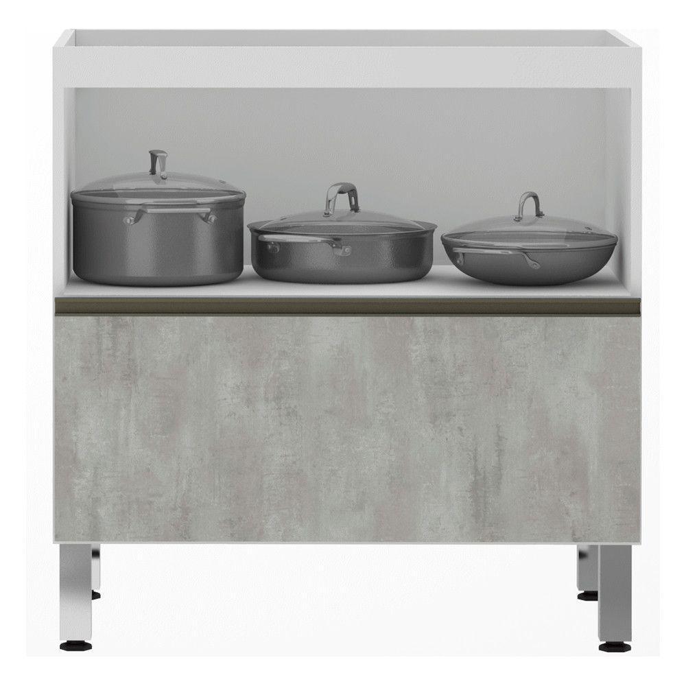 Balcão Sem Tampo 80cm Basculante Branco Com Concreto - 3