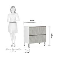 Balcão Sem Tampo 80cm Basculante Branco Com Concreto - 2