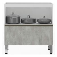 Balcão Sem Tampo 80cm Basculante Branco Com Concreto - 3