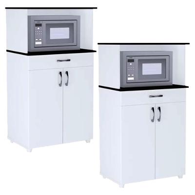 Kit 2 Balcões Multiuso Para Cozinha 2 Portas Carina Branco/Preto - Ajl Móveis