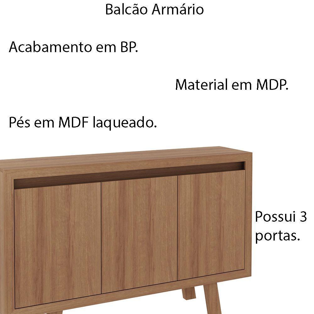 Balcão 3 Portas Para Escritório Home Office Mdp Amendoa - 5