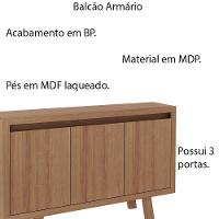 Balcão 3 Portas Para Escritório Home Office Mdp Amendoa - 5