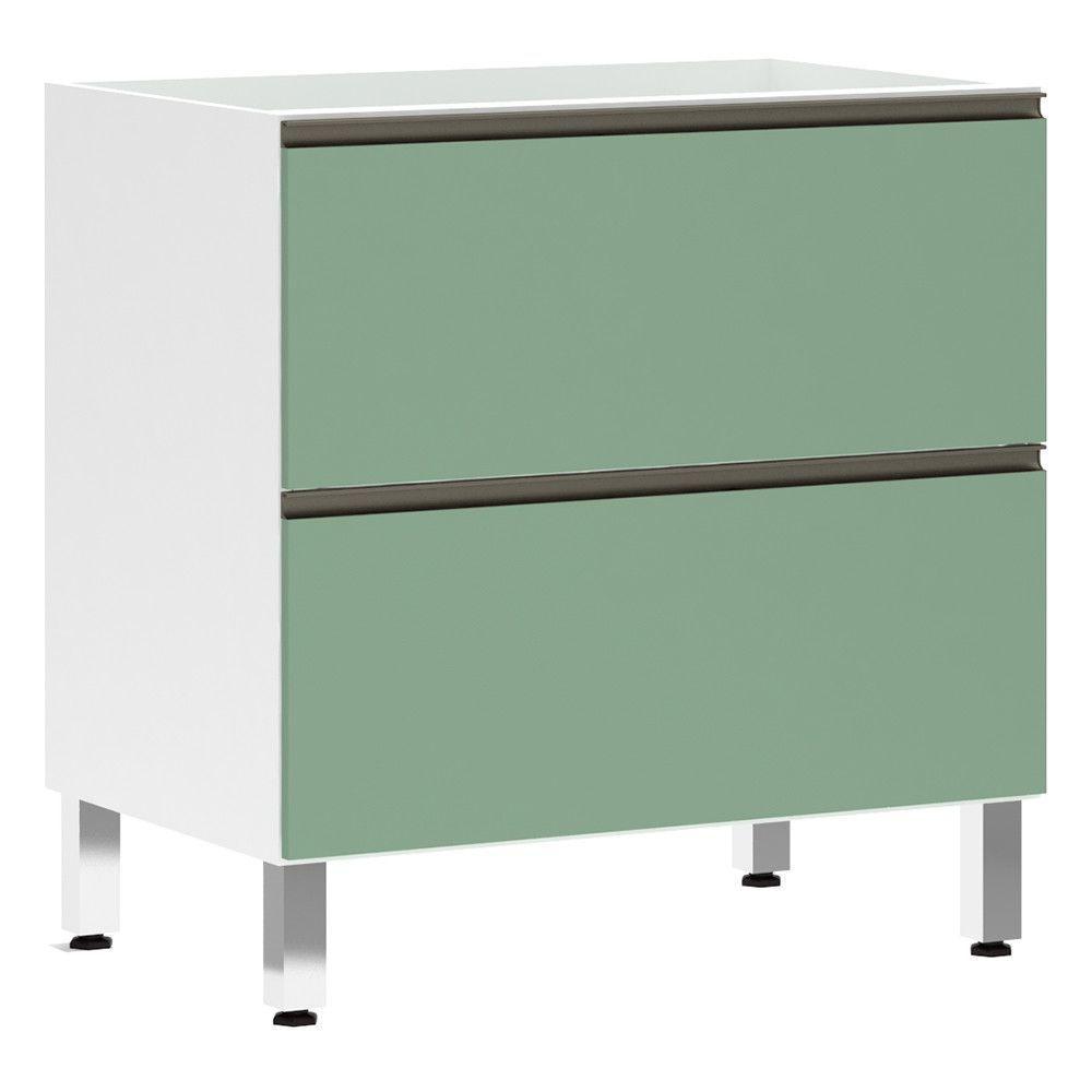 Balcão Sem Tampo 80cm Basculante Branco Com Verde Jade - 1