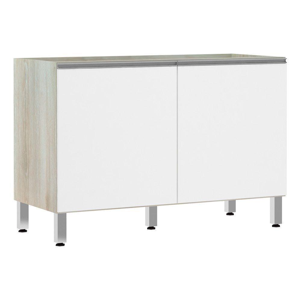 Balcão De Pia Sem Tamp 120cm Lis Legno Crem e Branco Mat - 1