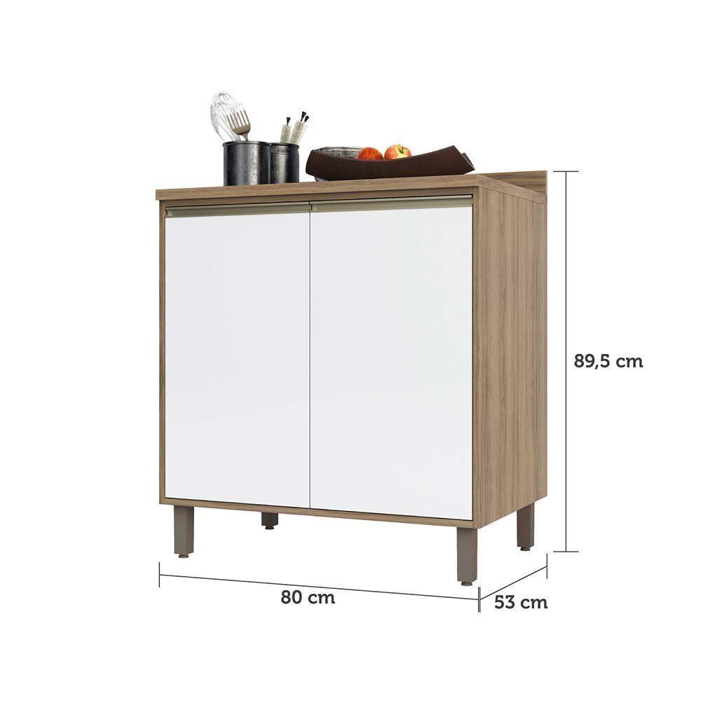 Balcão e Tampo 80 Cm De Abrir 1 Prateleira Mel Vanill e Branco - 3