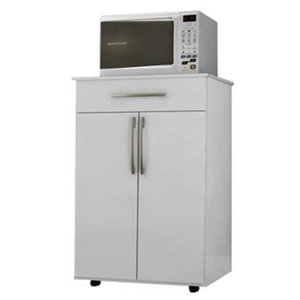 Balcão Multiuso 62Cm 2 Portas 1 Gaveta Flex Juliana Branco/Preto - Ajl Móveis - 1