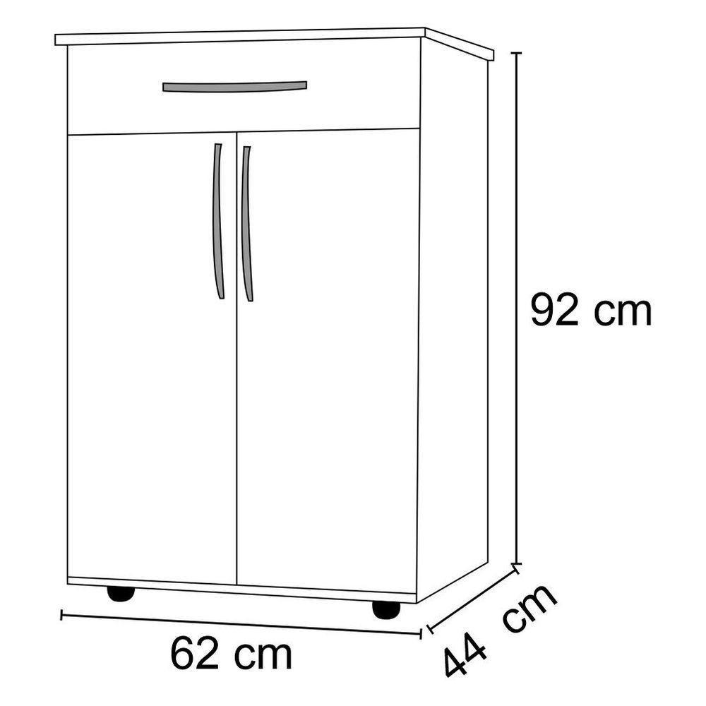 Balcão Multiuso 62Cm 2 Portas 1 Gaveta Flex Juliana Branco/Preto - Ajl Móveis - 2