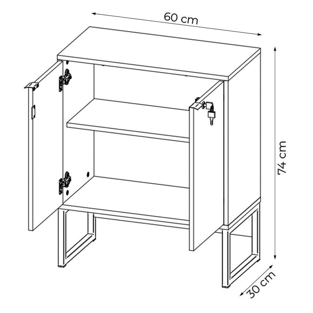 Balcão Com Chave Para Escritório Me4154 Mdp Amendoa preto - 6