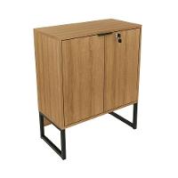 Balcão Com Chave Para Escritório Me4154 Mdp Amendoa preto