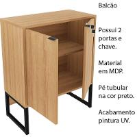 Balcão Com Chave Para Escritório Me4154 Mdp Amendoa preto - 17