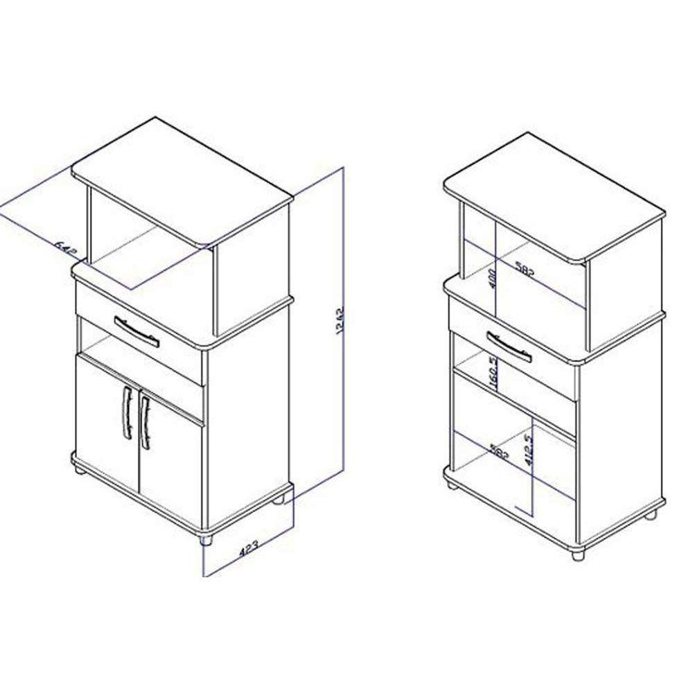 Balcão Multiuso Cozinha ASM151 c/ 2 Portas e 1 Gaveta 66cm Branco - Movelbento - 3