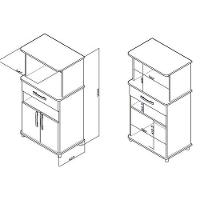 Balcão Multiuso Cozinha ASM151 c/ 2 Portas e 1 Gaveta 66cm Branco - Movelbento - 3