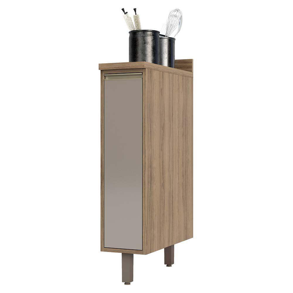 Balcão De Cozinha Com Tampo 20 Cm 1 Porta De Abrir 1 Prateleira Mel Luciane Móveis Vanilla Com Graff - 1