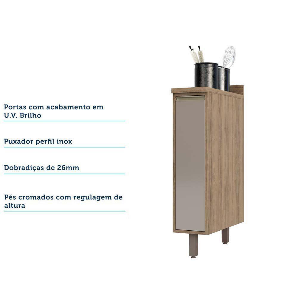 Balcão De Cozinha Com Tampo 20 Cm 1 Porta De Abrir 1 Prateleira Mel Luciane Móveis Vanilla Com Graff - 3