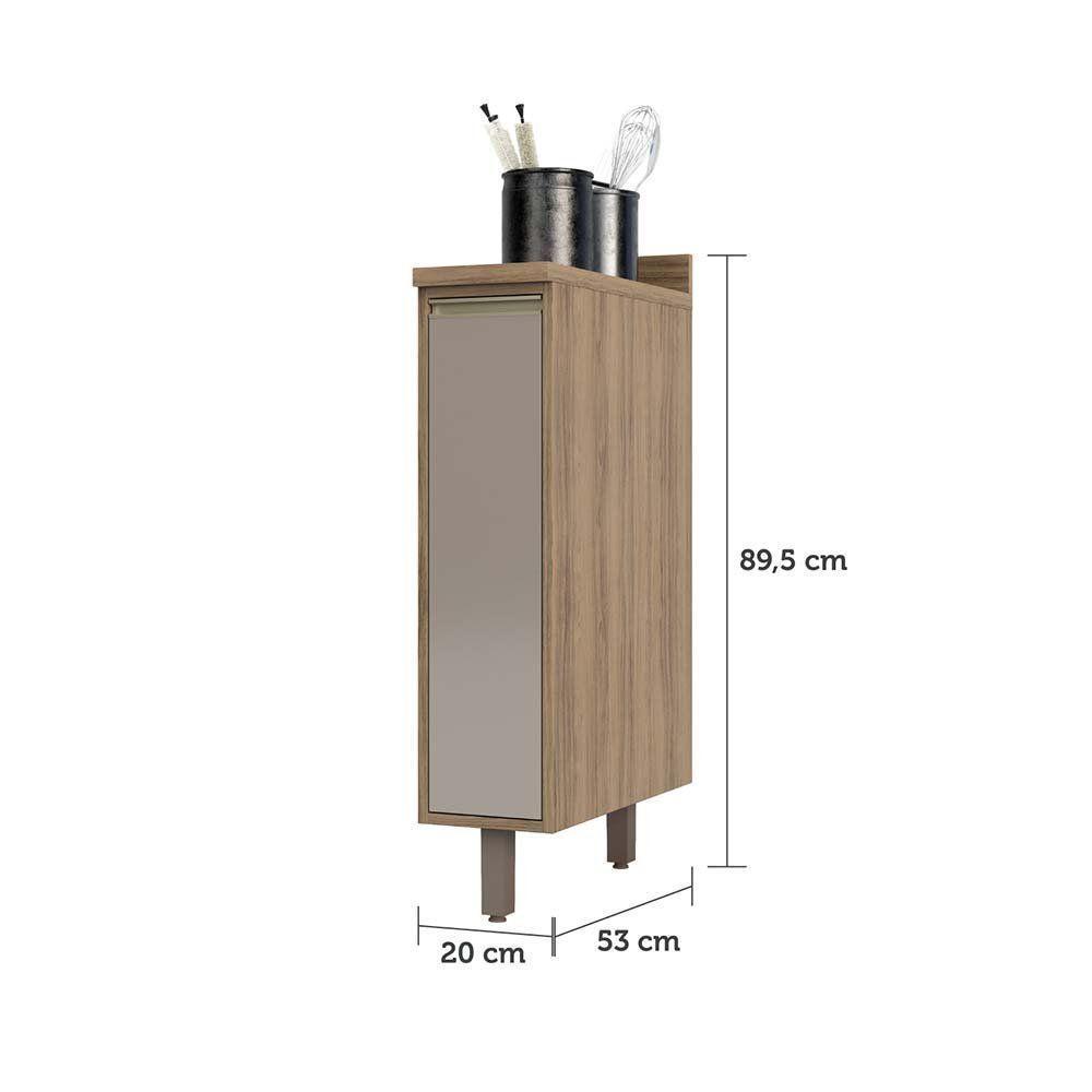 Balcão De Cozinha Com Tampo 20 Cm 1 Porta De Abrir 1 Prateleira Mel Luciane Móveis Vanilla Com Graff - 6