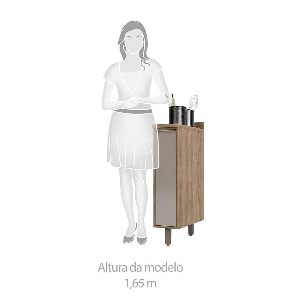 Balcão De Cozinha Com Tampo 20 Cm 1 Porta De Abrir 1 Prateleira Mel Luciane Móveis Vanilla Com Graff - 9