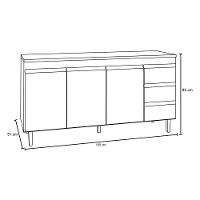Balcão Gabinete De Pia Sem Tampo 150Cm 3 Portas 3 Gavetas Andréia Branco - Ajl Móveis - 2