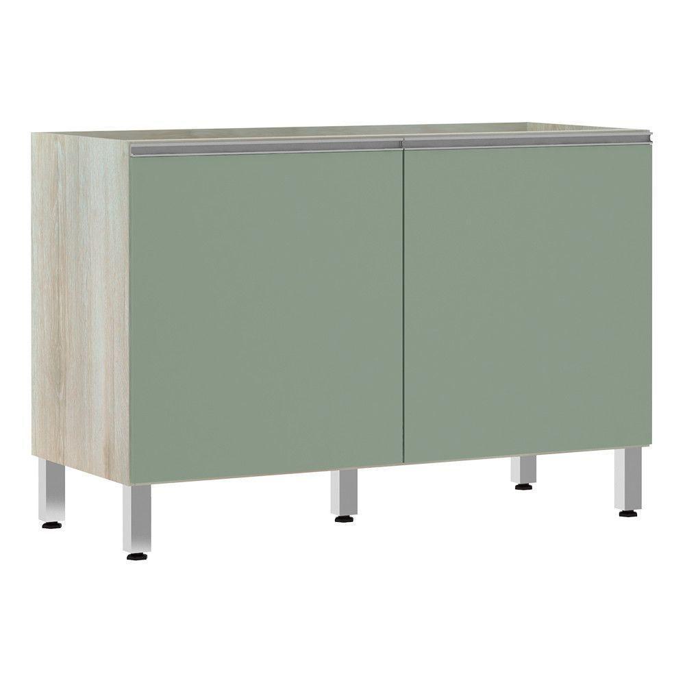 Balcão De Pia Sem Tamp 120cm Lis Legno Crem e Verde Jade - 1