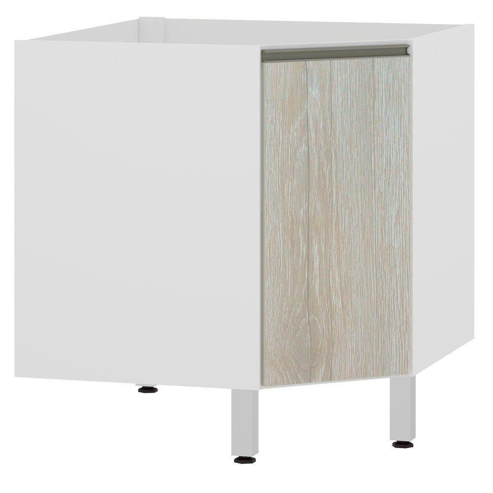 Balcão Sem Tampo Canto Diagonal Branco Com Legno Crema - 1