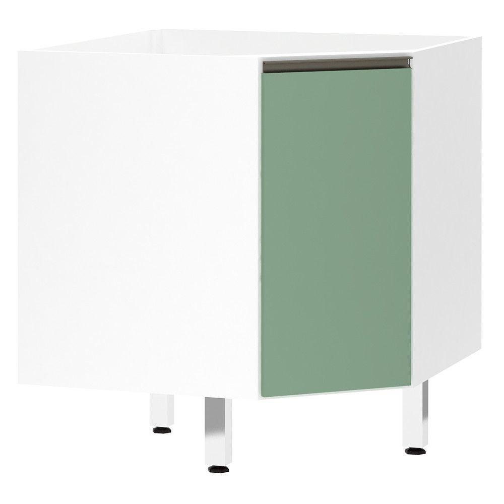 Balcão Sem Tampo Canto Diagonal Branco Com Verde Jade - 1