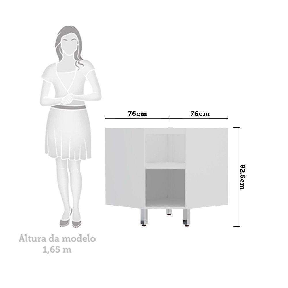 Balcão Sem Tampo Canto Diagonal Branco Com Verde Jade - 3
