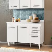 Balcão Gabinete De Pia Com Tampo Suécia 120Cm 03 Portas 02 Gavetas Branco - 5