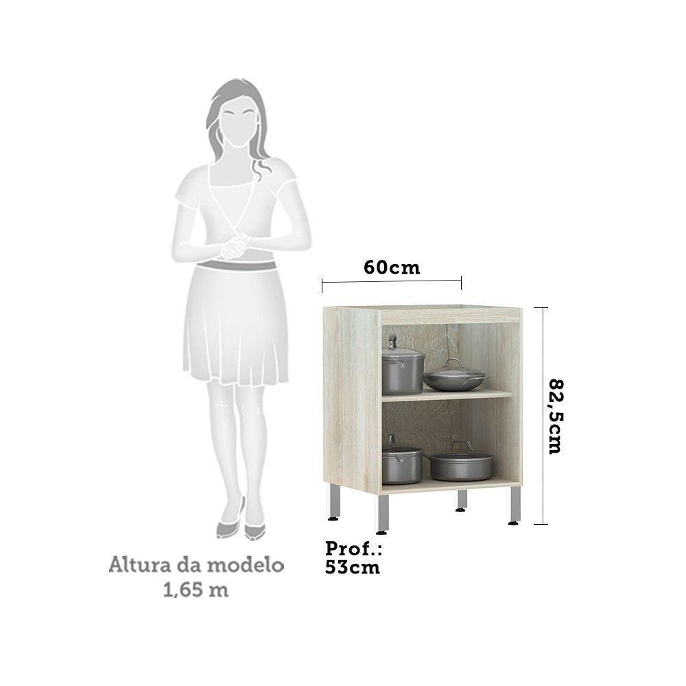 Balcão Sem Tampo 60cm Lis Legno Crema Com - 4