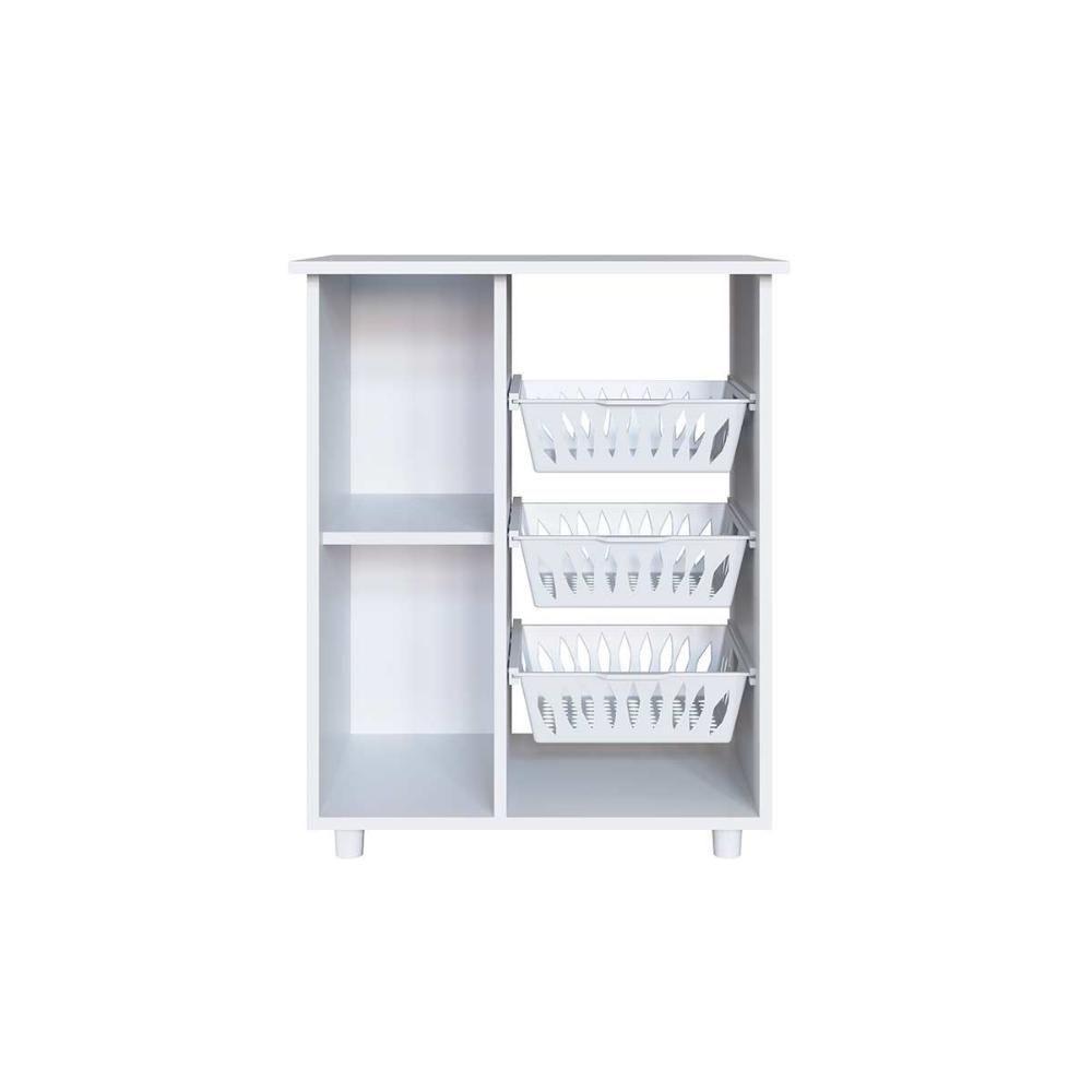 Balcão Multiuso Cozinha Fruteira Luci c/ 1 Porta e 3 Cestos Branco - Genialflex - 4