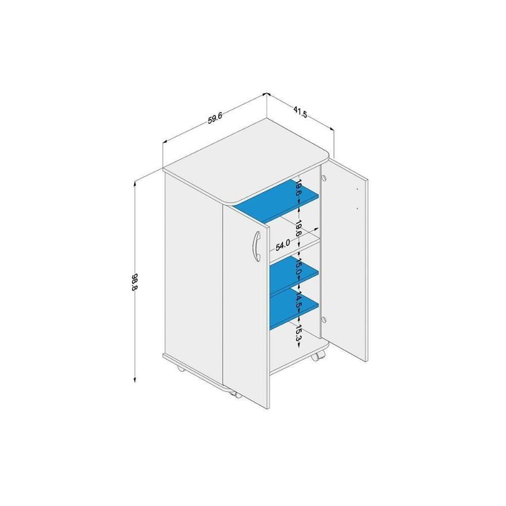 Balcão Multiuso Cozinha Limeira 99 2 Portas c/ Rodízio Branco - Politorno - 5