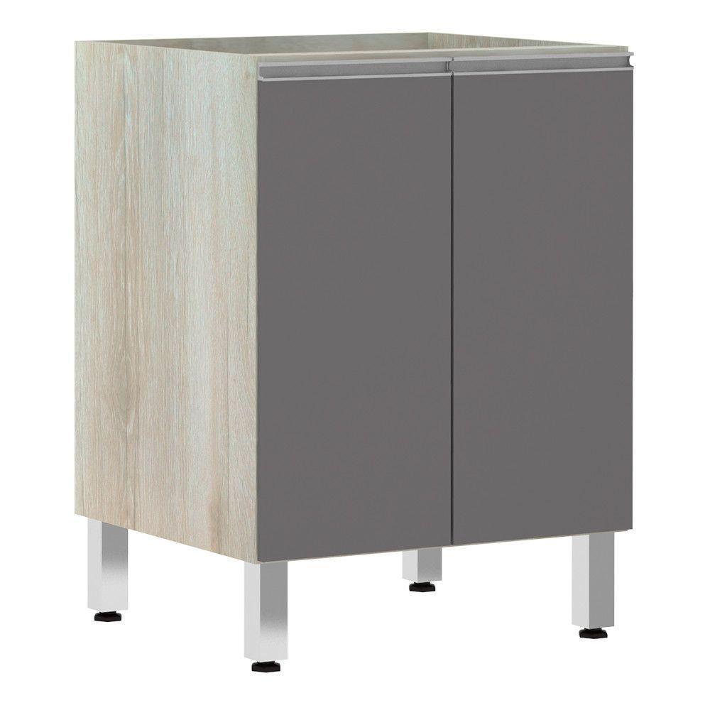 Balcão Sem Tampo 60cm Lis Legno Crem e Cinza Puro - 1