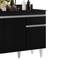 Balcão Gabinete 120cm Com Tampo 3 Portas 1 Gaveta Preto - 3