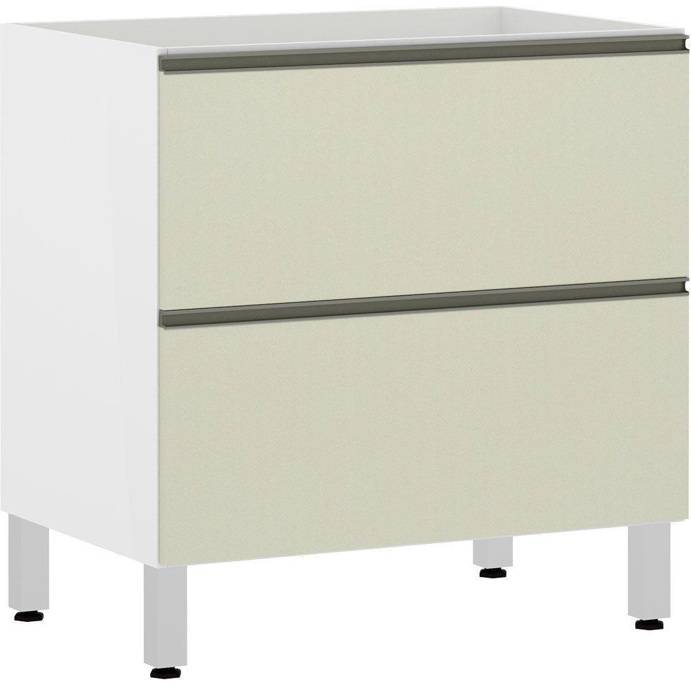 Balcão Sem Tampo 80cm Basculante Branco Com Kashmir - 1