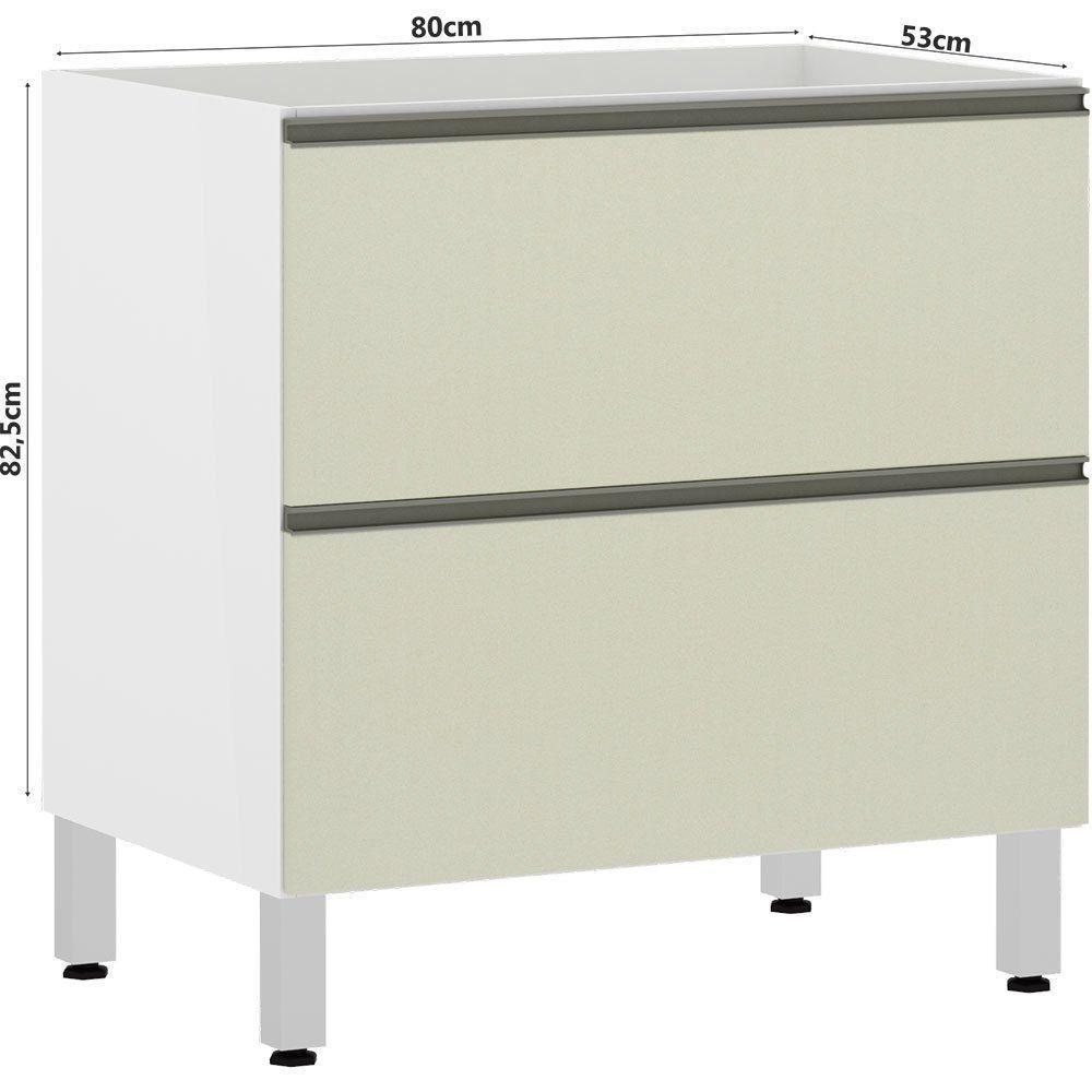 Balcão Sem Tampo 80cm Basculante Branco Com Kashmir - 2