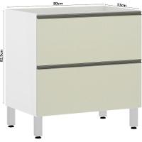 Balcão Sem Tampo 80cm Basculante Branco Com Kashmir - 2