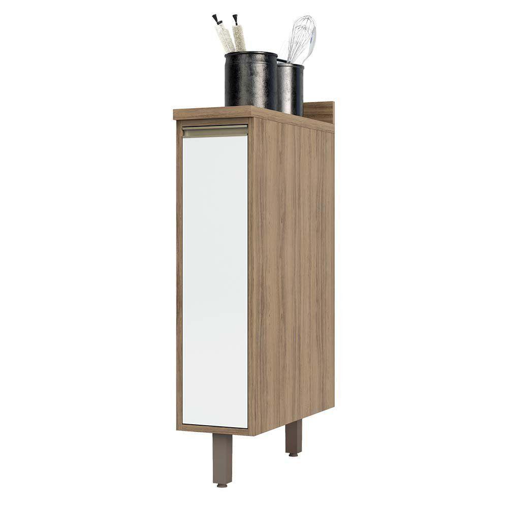 Balcão De Cozinha Com Tampo 20 Cm 1 Porta De Abrir 1 Prateleira Mel Luciane Móveis Vanilla Com Branco - 2