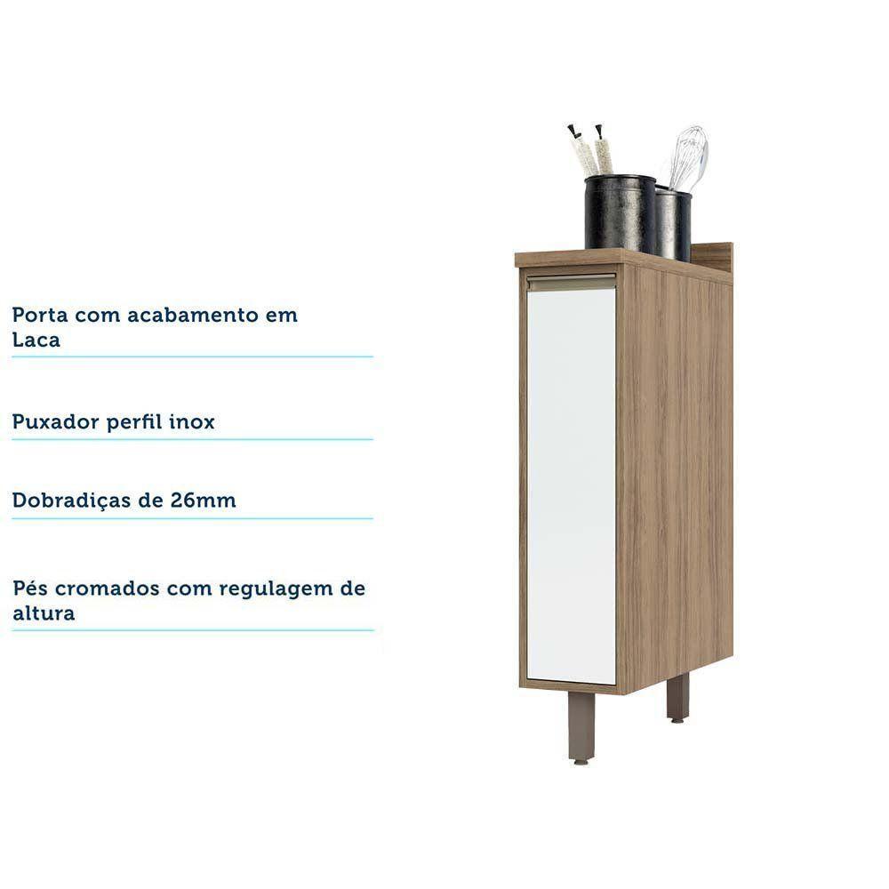 Balcão De Cozinha Com Tampo 20 Cm 1 Porta De Abrir 1 Prateleira Mel Luciane Móveis Vanilla Com Branco - 10