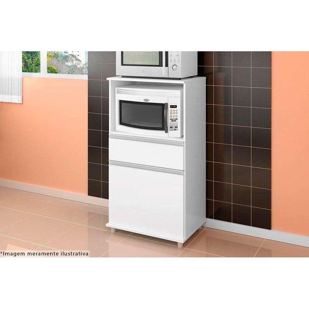 Balcão Multiuso Cozinha ASM142 c/ 1 Porta e 1 Gaveta 62cm Branco - Movelbento - 2