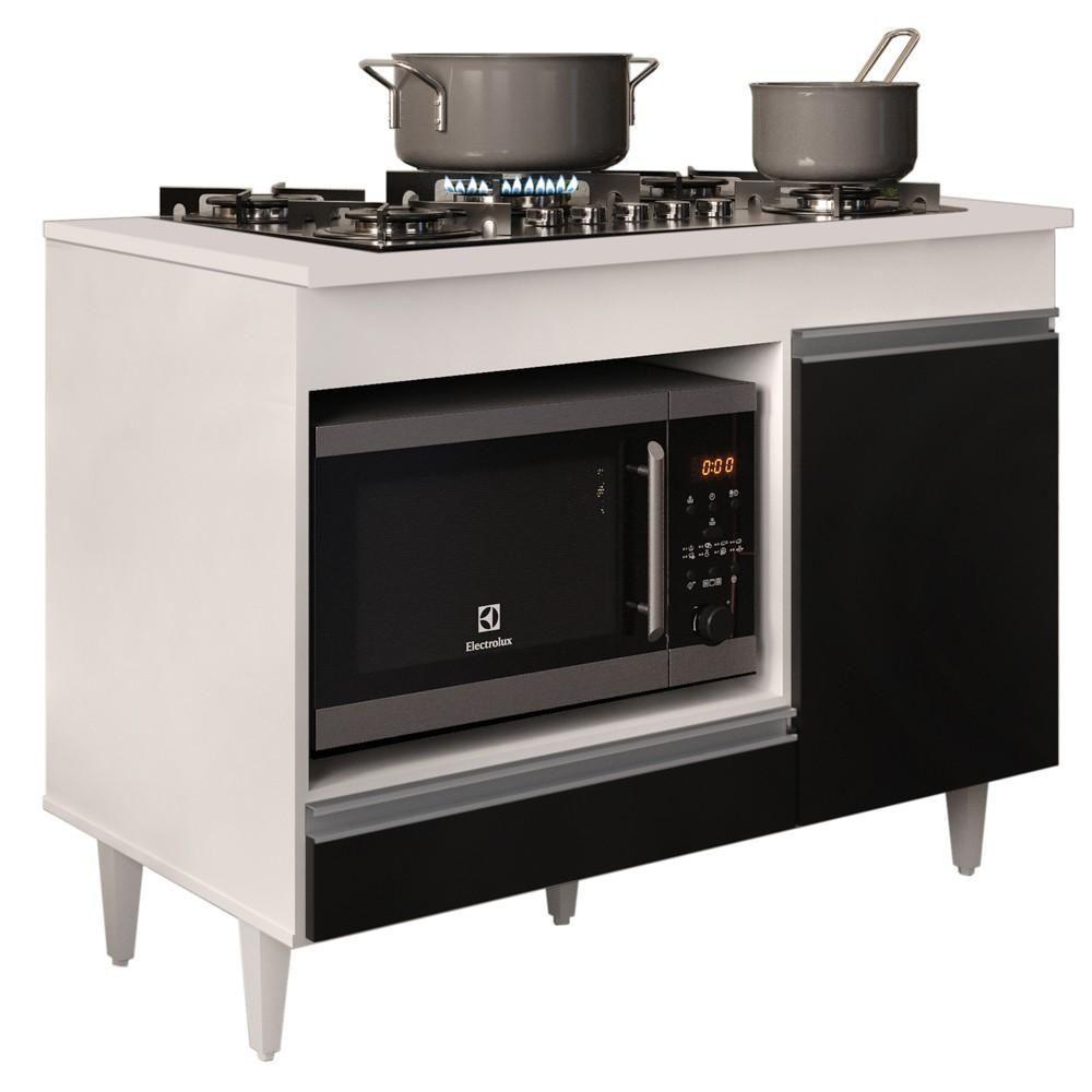 Balcão Multiuso Para Cooktop 4 Bocas Georgia Branco/preto - 1