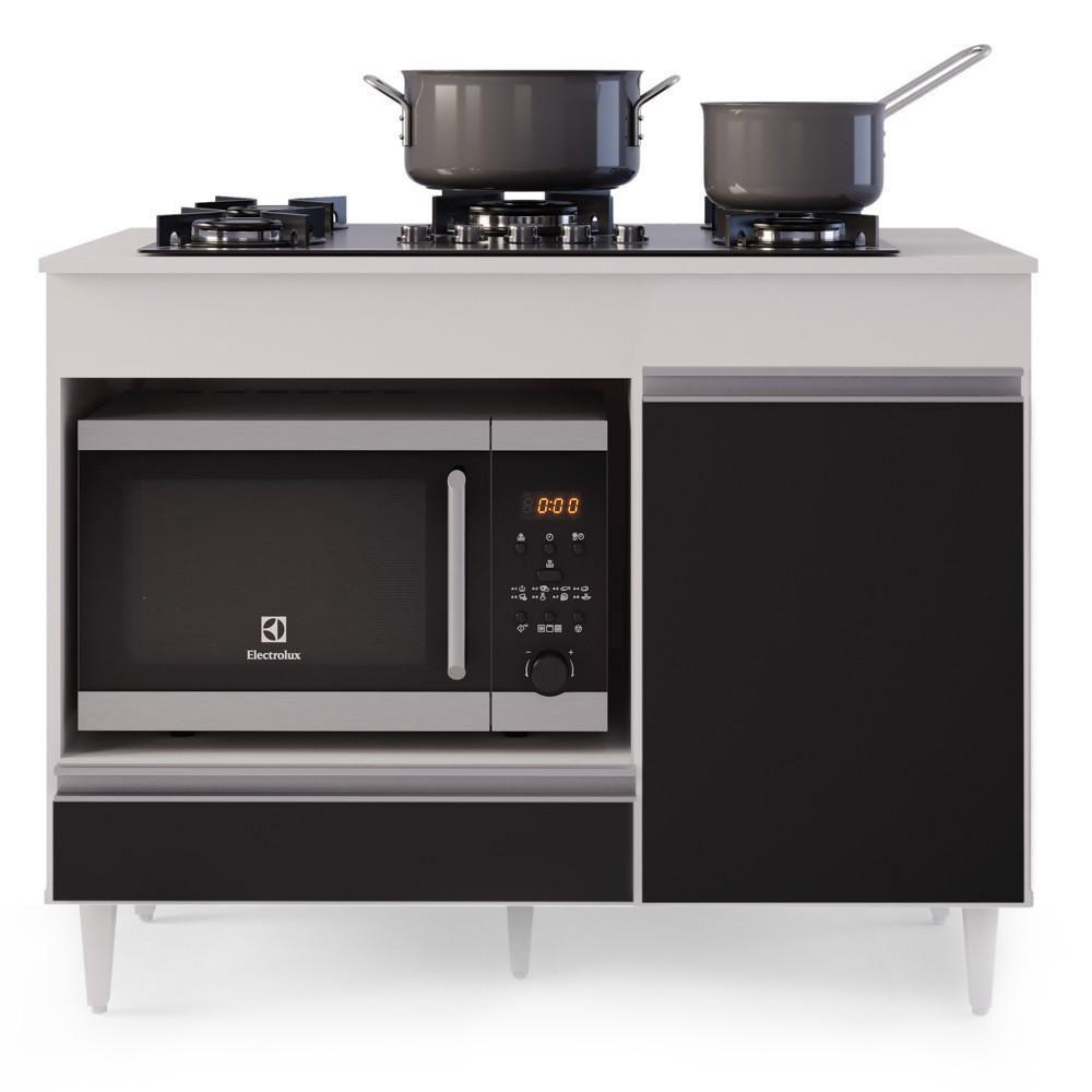 Balcão Multiuso Para Cooktop 4 Bocas Georgia Branco/preto - 2