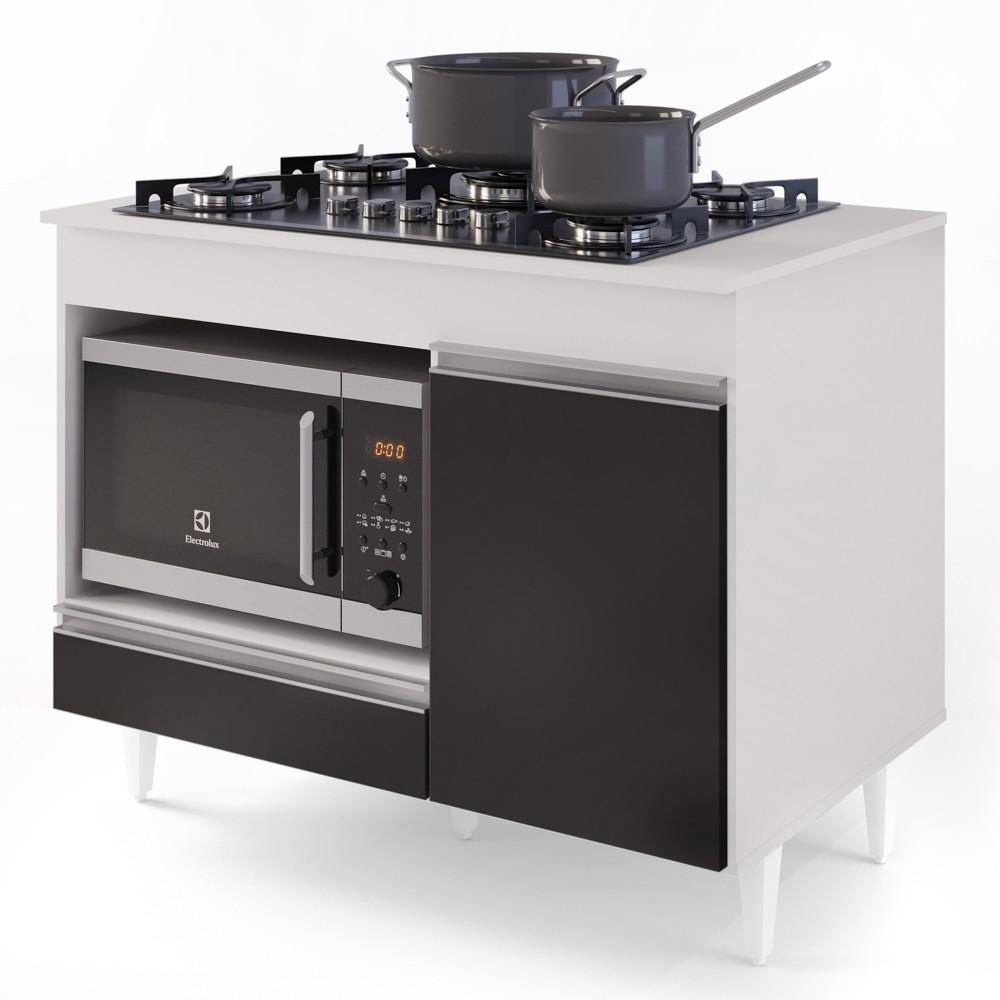 Balcão Multiuso Para Cooktop 4 Bocas Georgia Branco/preto - 3