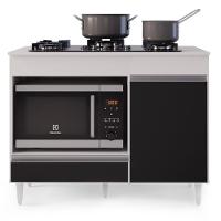 Balcão Multiuso Para Cooktop 4 Bocas Georgia Branco/preto