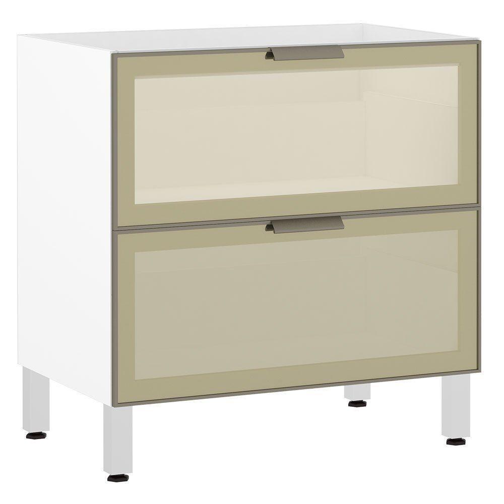 Balcão Sem Tampo 80cm Basculante Com Vidro Reflecta Bronze Luciane Branco - 1