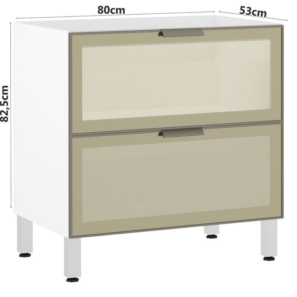 Balcão Sem Tampo 80cm Basculante Com Vidro Reflecta Bronze Luciane Branco - 2