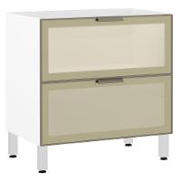 Balcão Sem Tampo 80cm Basculante Com Vidro Reflecta Bronze Luciane Branco - 1