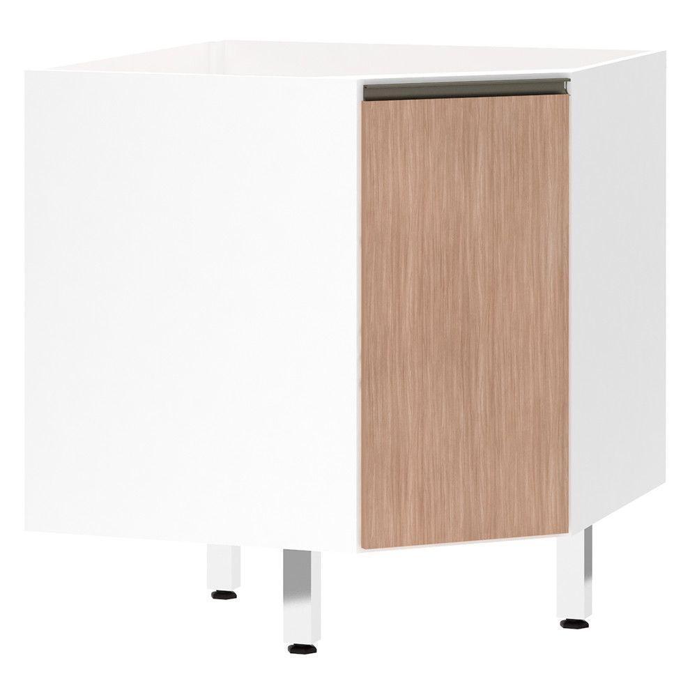 Balcão Sem Tampo Canto Diagonal Branco Com Cumaru - 1